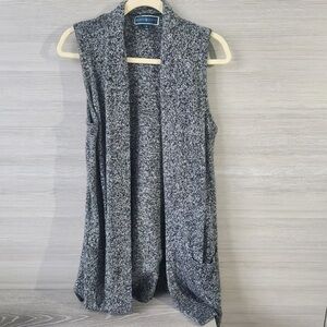 Karen Scott Heather Gray Open Cardigan Vest